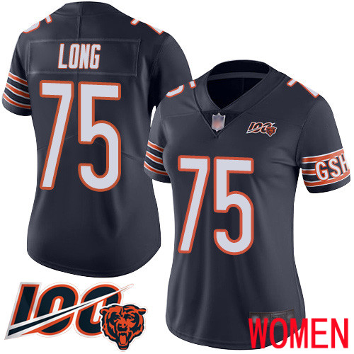 Chicago Bears Limited Navy Blue Women Kyle Long Home Jersey NFL Football 75 100th Season